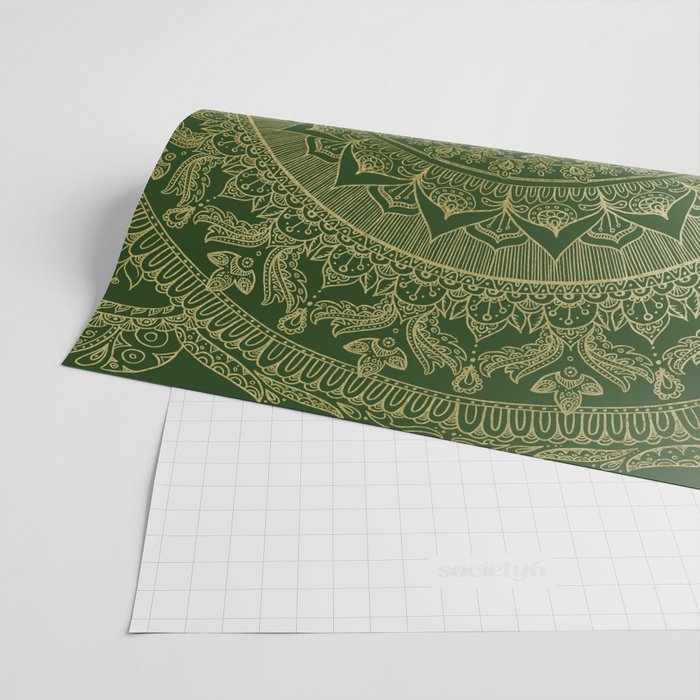 Mandala Royal - Green and Gold Wrapping Paper Gallery Image 2