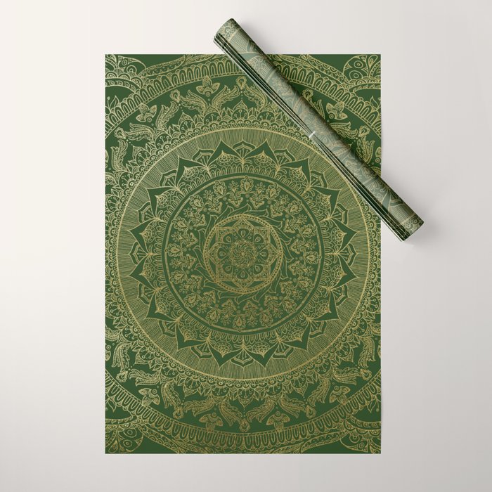 Mandala Royal - Green and Gold Wrapping Paper Gallery Image 1