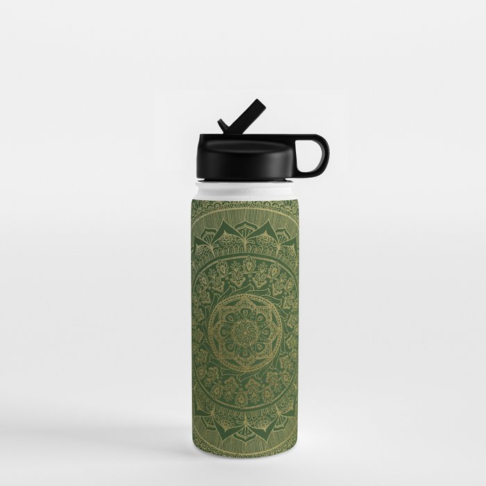 Mandala Royal - Green and Gold Water Bottle Gallery Image 1