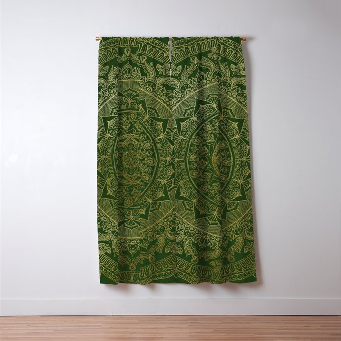 Mandala Royal - Green and Gold Window Curtain Gallery Image 3
