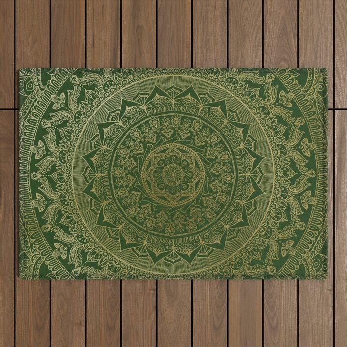Mandala Royal - Green and Gold Outdoor Rug Gallery Image 1