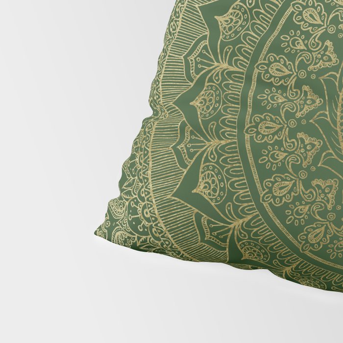 Mandala Royal - Green and Gold Pillow Sham Gallery Image 4
