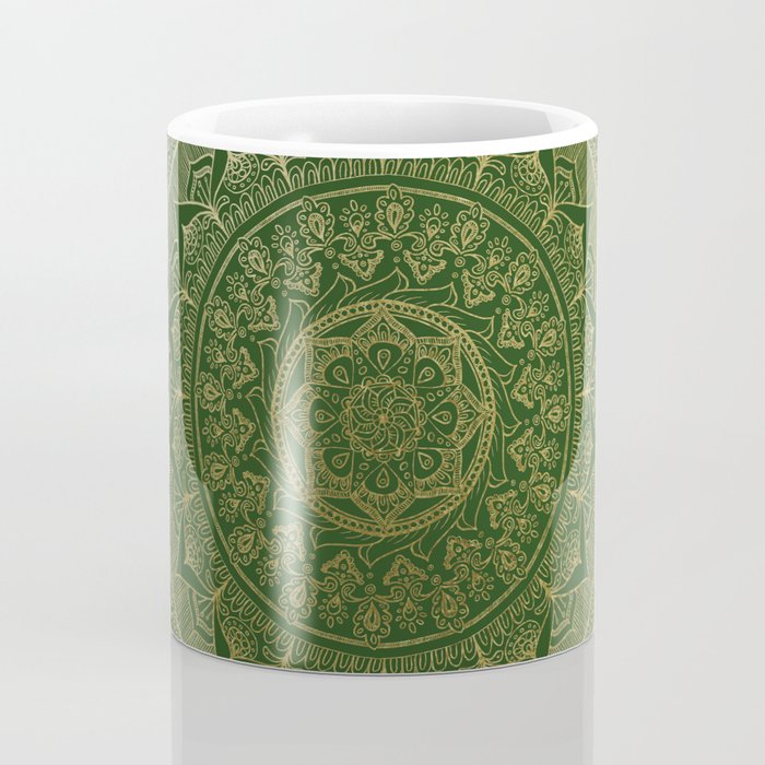 Mandala Royal - Green and Gold Coffee Mug Gallery Image 4
