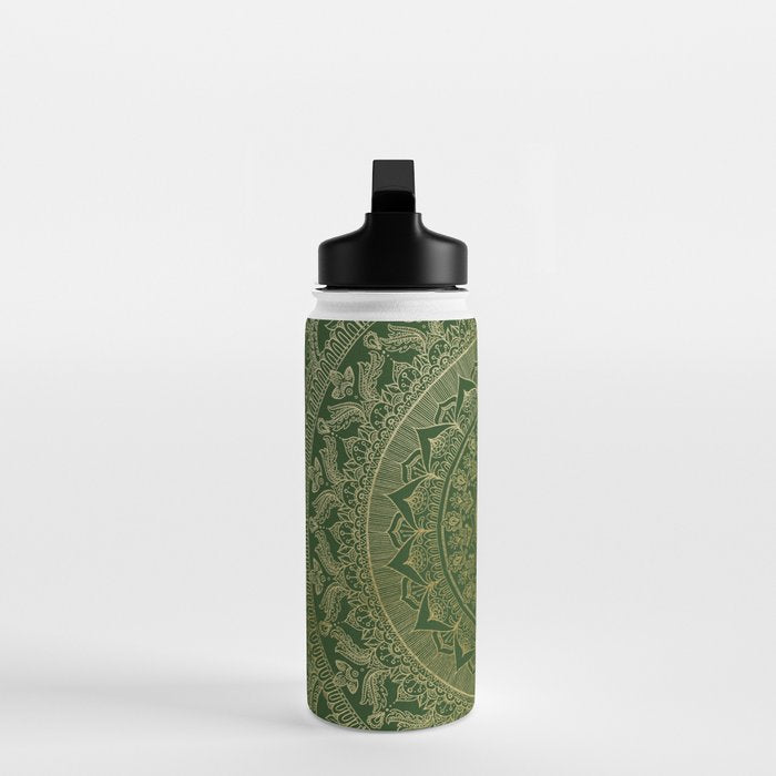 Mandala Royal - Green and Gold Water Bottle Gallery Image 3