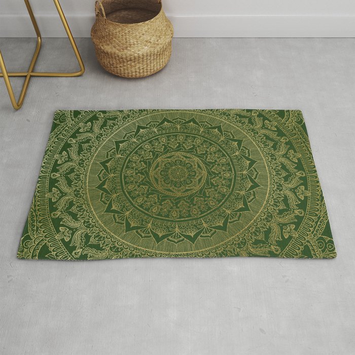 Mandala Royal - Green and Gold Rug Gallery Image 1