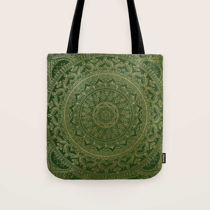 Mandala Royal - Green and Gold Tote Bag Gallery Image 1