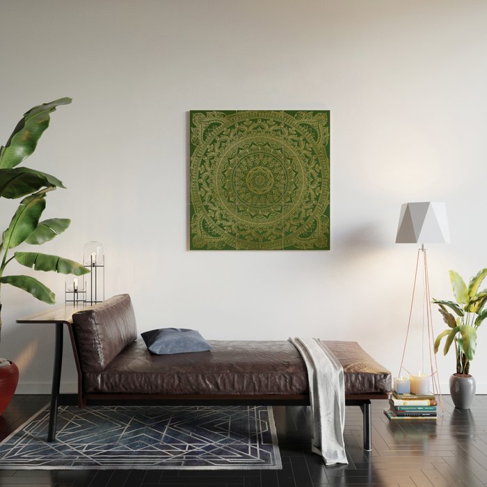 Mandala Royal - Green and Gold Wood Wall Art Gallery Image 2