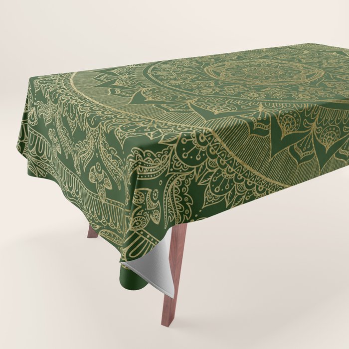 Mandala Royal - Green and Gold Tablecloth Gallery Image 1