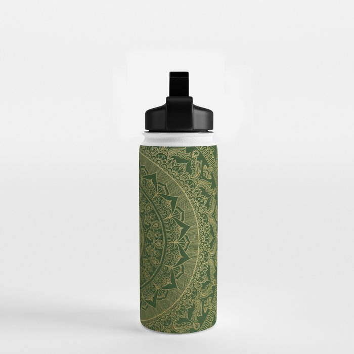 Mandala Royal - Green and Gold Water Bottle Gallery Image 2