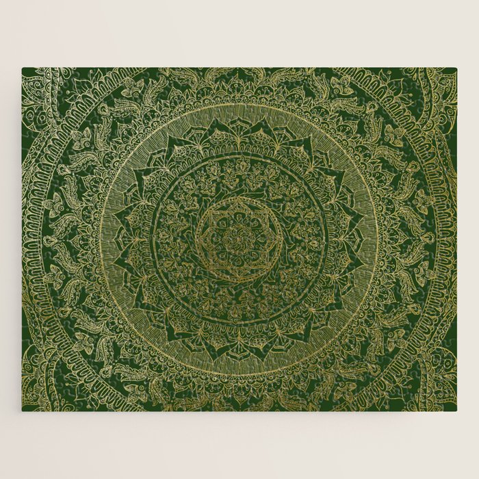 Mandala Royal - Green and Gold Jigsaw Puzzle Gallery Image 1