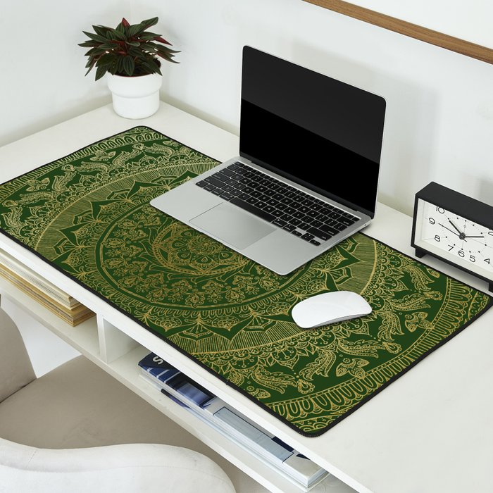 Mandala Royal - Green and Gold Desk Mat Gallery Image 2