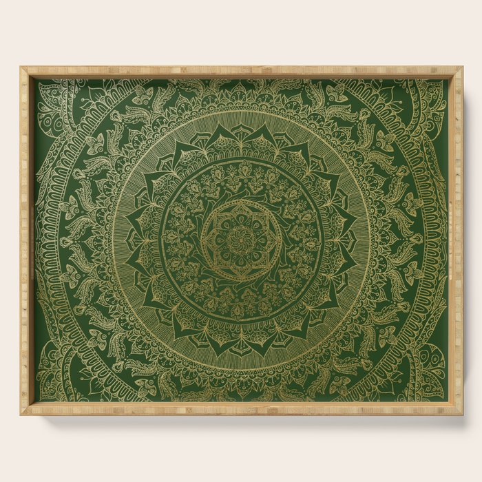 Mandala Royal - Green and Gold Serving Tray Gallery Image 1