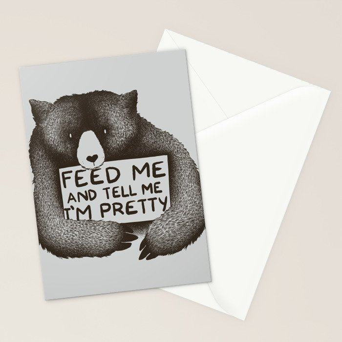 Feed Me And Tell Me I'm Pretty Bear Stationery Card Gallery Image 2