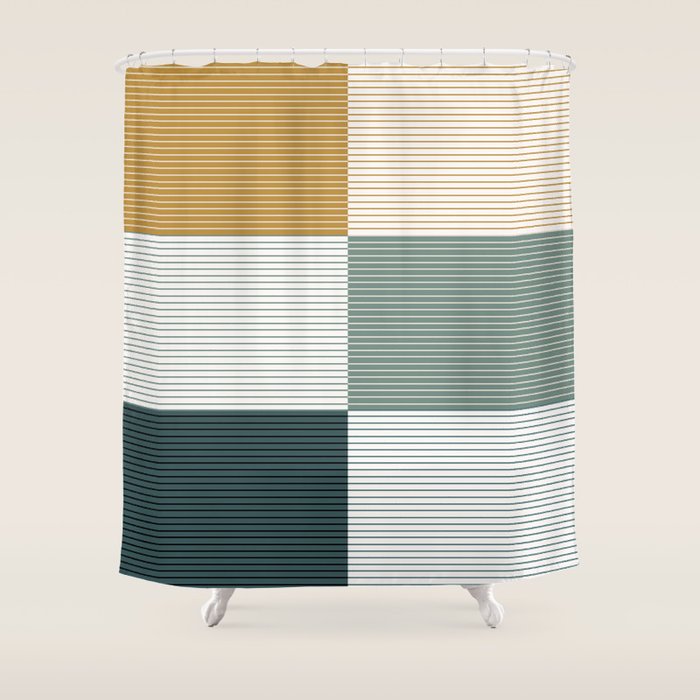 Color Block Line Pattern II Shower Curtain Gallery Image 1