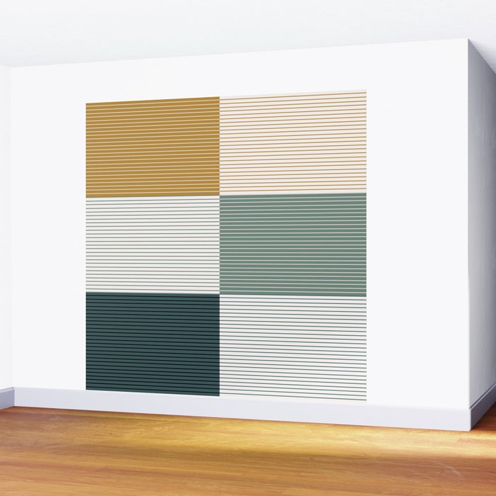 Color Block Line Pattern II Wall Mural Gallery Image 2