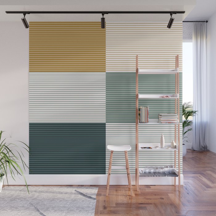 Color Block Line Pattern II Wall Mural Gallery Image 1