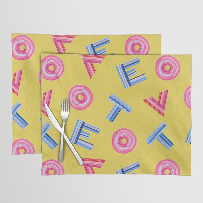 Cast Your Vote | Hand-Lettered Pattern in Yellow Placemat Gallery Image 1