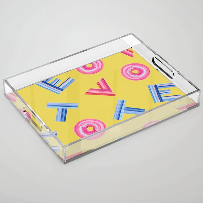 Cast Your Vote | Hand-Lettered Pattern in Yellow Acrylic Tray Gallery Image 1