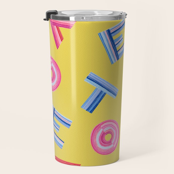 Cast Your Vote | Hand-Lettered Pattern in Yellow Travel Mug Gallery Image 3