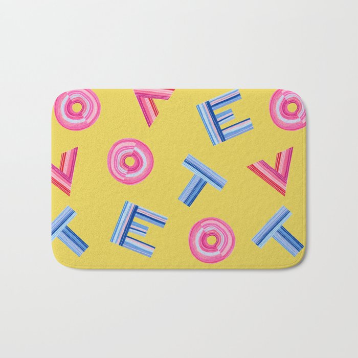 Cast Your Vote | Hand-Lettered Pattern in Yellow Bath Mat Gallery Image 1