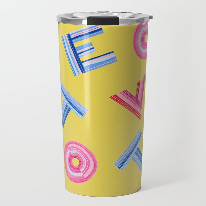 Cast Your Vote | Hand-Lettered Pattern in Yellow Travel Mug Gallery Image 1