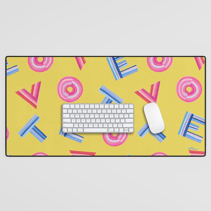 Cast Your Vote | Hand-Lettered Pattern in Yellow Desk Mat Gallery Image 1