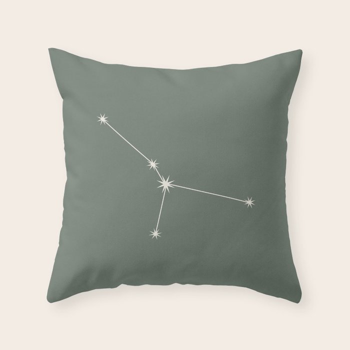 Cancer Zodiac Star Constellation Line Art Sage Throw Pillow Gallery Image 1