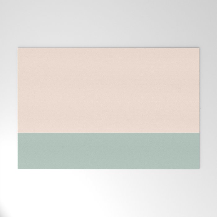 Minimalist Color Block in Cream and Light Celadon Mint Aqua Sage Welcome Mat Gallery Image 1
