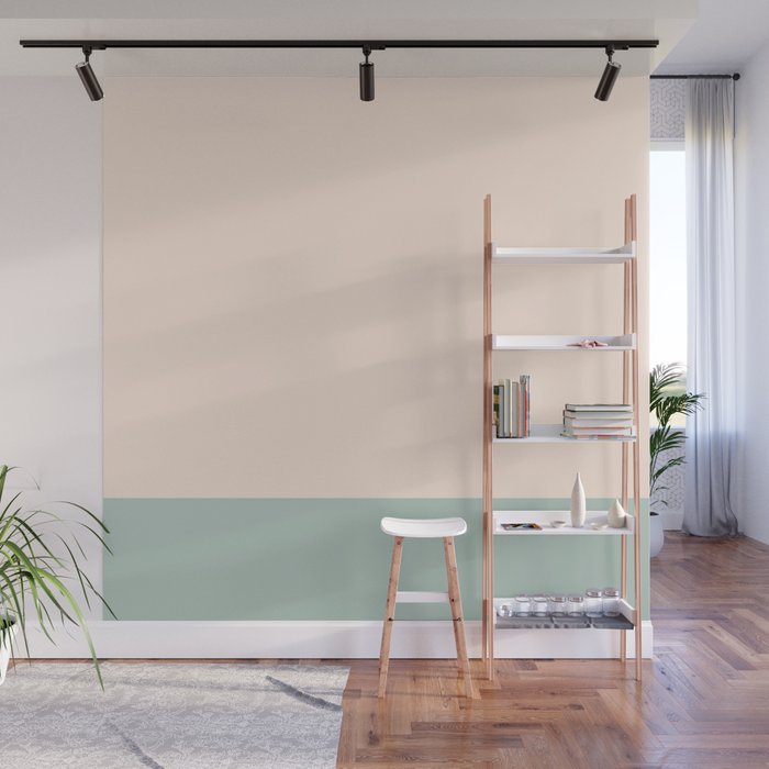 Minimalist Color Block in Cream and Light Celadon Mint Aqua Sage Wall Mural Gallery Image 1