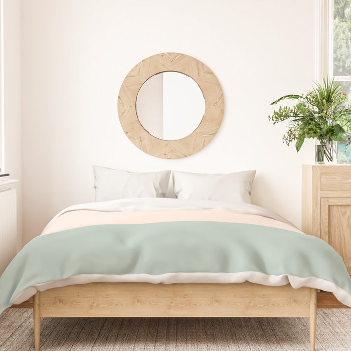 Minimalist Color Block in Cream and Light Celadon Mint Aqua Sage Duvet Cover Gallery Image 3