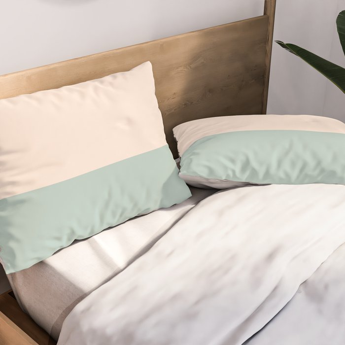 Minimalist Color Block in Cream and Light Celadon Mint Aqua Sage Pillow Sham Gallery Image 2