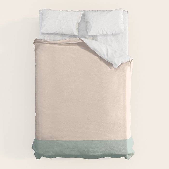 Minimalist Color Block in Cream and Light Celadon Mint Aqua Sage Duvet Cover Gallery Image 1
