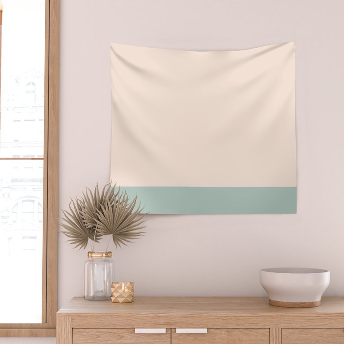 Minimalist Color Block in Cream and Light Celadon Mint Aqua Sage Wall Tapestry Gallery Image 2