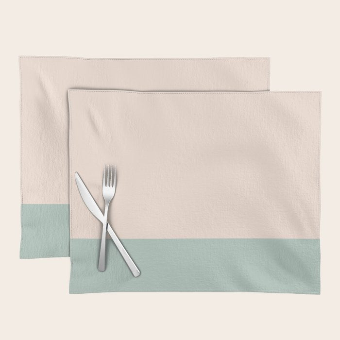 Minimalist Color Block in Cream and Light Celadon Mint Aqua Sage Placemat Gallery Image 1
