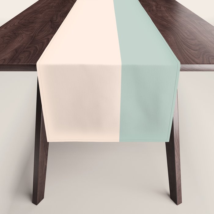 Minimalist Color Block in Cream and Light Celadon Mint Aqua Sage Table Runner Gallery Image 1