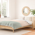 Minimalist Color Block in Cream and Light Celadon Mint Aqua Sage Duvet Cover Gallery Image 2