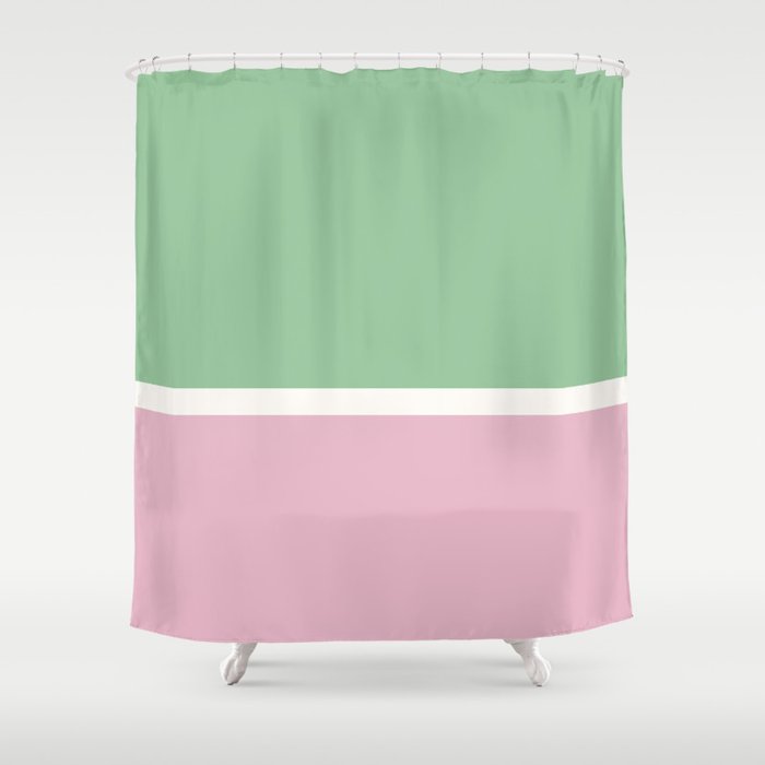 Color Block III Green Pink Shower Curtain Gallery Image 1