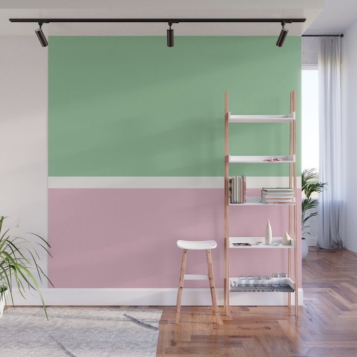 Color Block III Green Pink Wall Mural Gallery Image 1