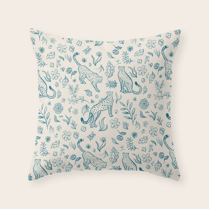 Cheetahs and Plants  Throw Pillow Gallery Image 1