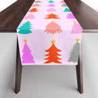 Christmas Tree Pattern on Pink Table Runner Gallery Image 1