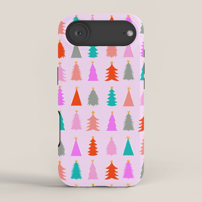 Christmas Tree Pattern on Pink iPhone Case Gallery Image 2