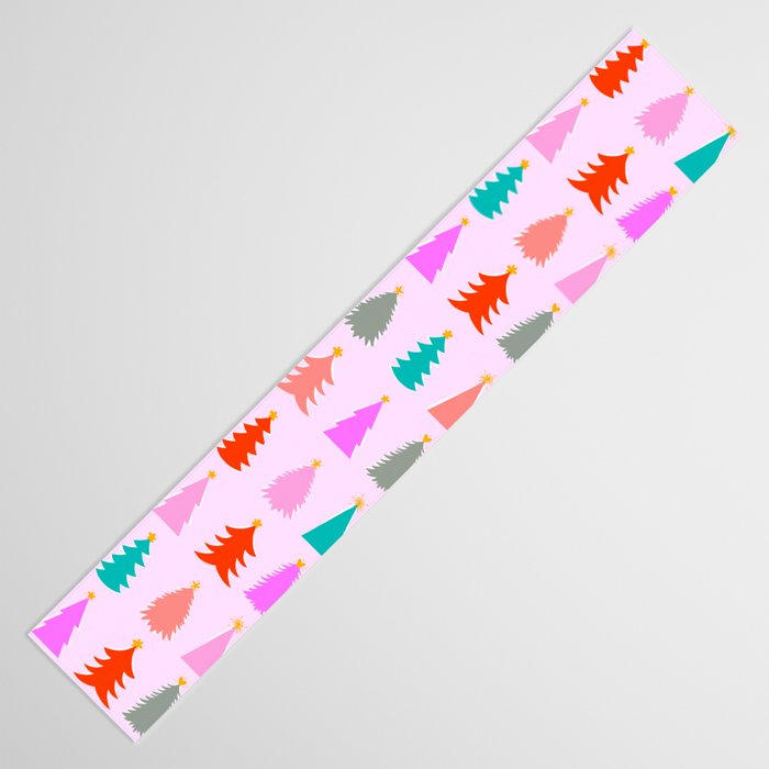 Christmas Tree Pattern on Pink Table Runner Gallery Image 3
