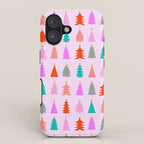 Christmas Tree Pattern on Pink iPhone Case Gallery Image 1