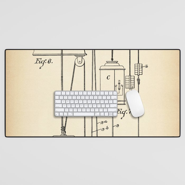 Elevator vintage patent Desk Mat Gallery Image 1