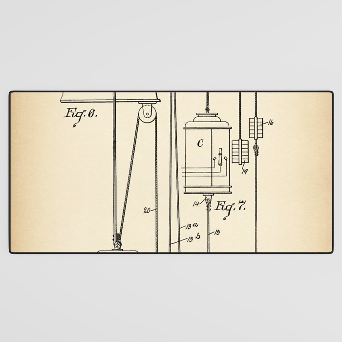 Elevator vintage patent Desk Mat Gallery Image 3
