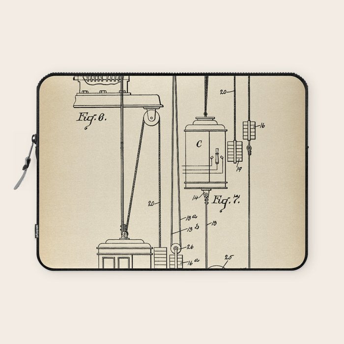 Elevator vintage patent Laptop Sleeve Gallery Image 1