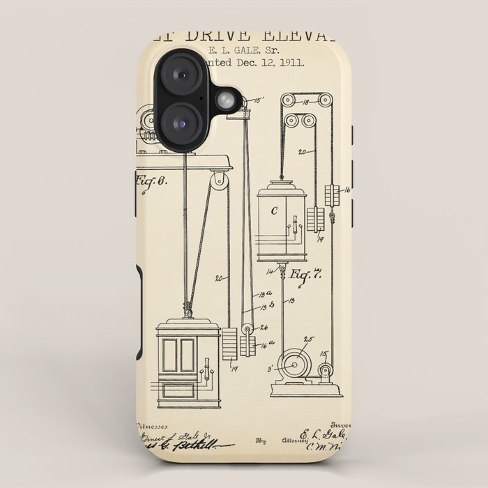 Elevator vintage patent iPhone Case Gallery Image 1
