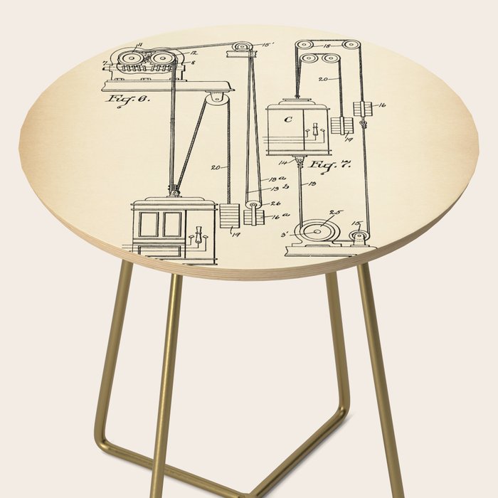 Elevator vintage patent Side Table Gallery Image 2