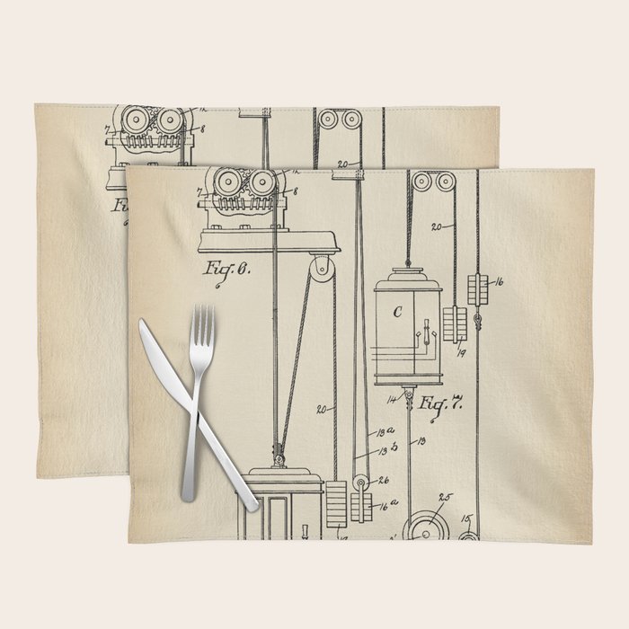 Elevator vintage patent Placemat Gallery Image 1