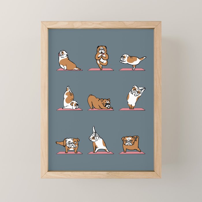 English Bulldog Yoga Mini Art Print Gallery Image 1